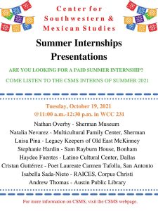 Summer Internship Presentations 2021